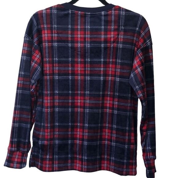 Nautica Women's Plaid Pajama Top XS Long Sleeve Sleepwear Red Navy Checkered - Picture 3 of 9